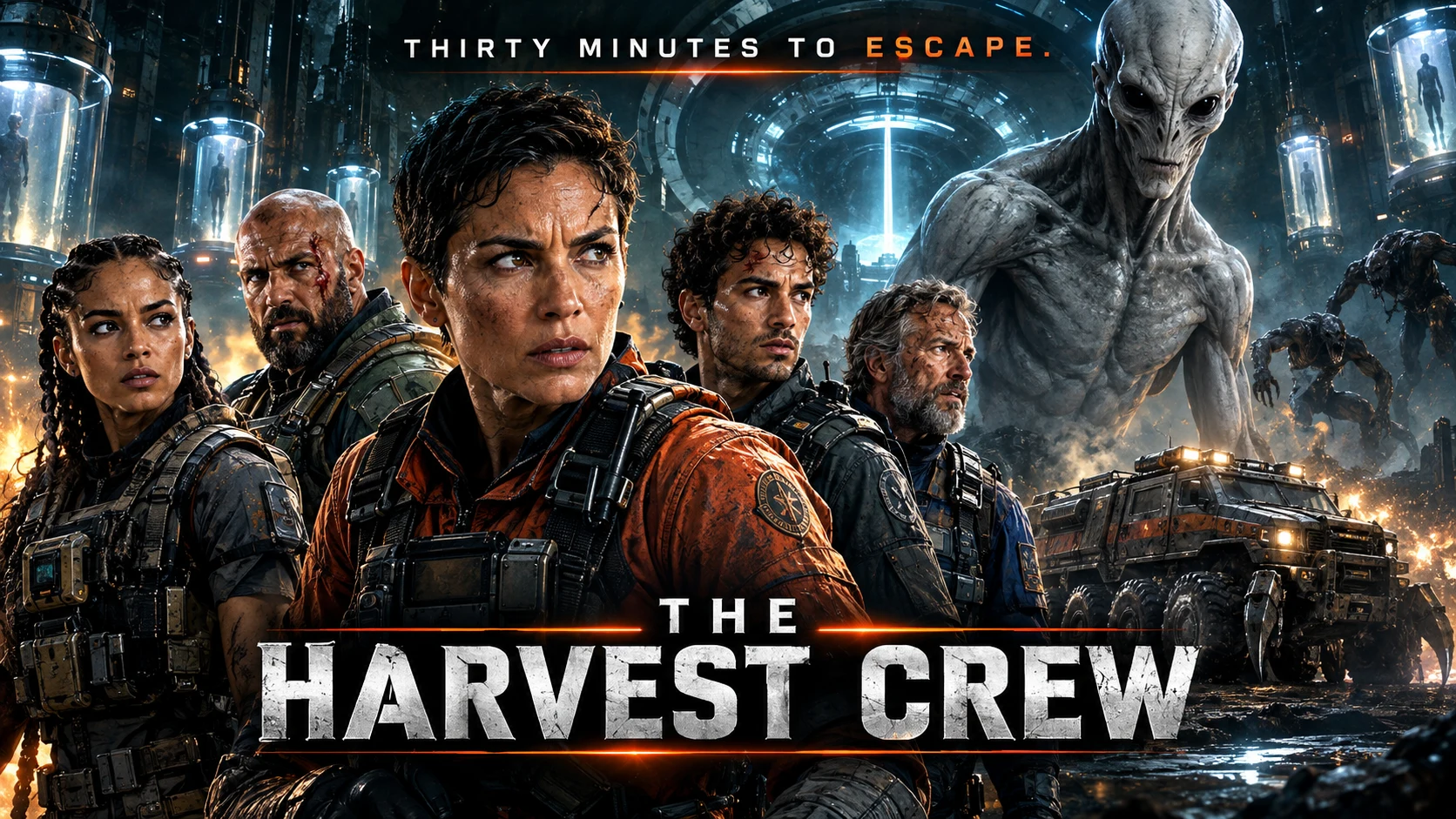 The Harvest Crew — cinematic sci-fi action film project by BABS AI.