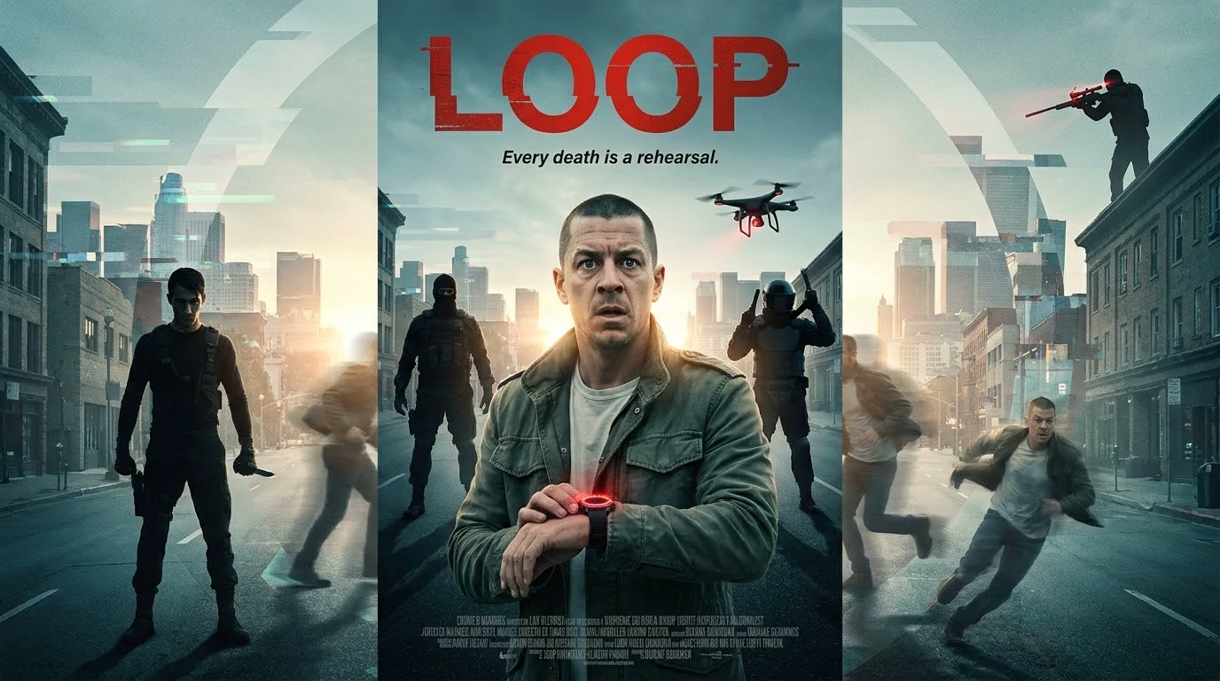 LOOP — time-distortion psychological thriller short film concept by BABS AI.